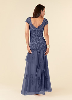 Azazie Romy Mother of the Bride Dresses Stormy Mermaid V-Neck Sequins Tulle Dress image4