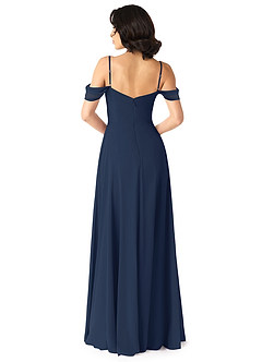 Azazie Tancie Bridesmaid Dresses Dark Navy A-Line Off the Shoulder Chiffon Convertible Dress image2