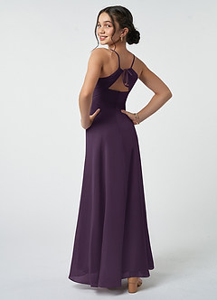 Azazie Avelina Junior Plum A-Line Pleated Chiffon Dress image5