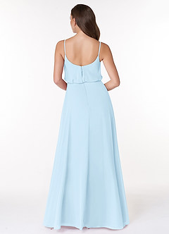 Azazie Lupe Brautjungfernkleider A-Linie Schaufel Chiffon Kleid Himmelblau image2