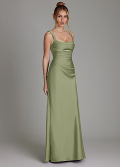 Azazie Agustina Bridesmaid Dresses Garden Sage Mermaid Corset Stretch Satin Dress image4