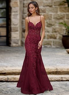 Dentelle Burgundy Mermaid Prom Dress image5