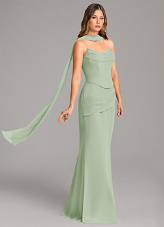 Azazie Sorrel Bridesmaid Dresses Dusty Sage Mermaid Corset Chiffon Dress image4