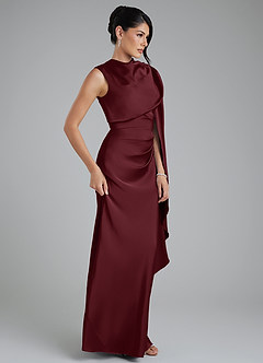 Azazie Taj Bridesmaid Dresses Cabernet Mermaid Corset Stretch Satin Dress image5