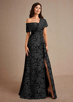 Azazie Milton Kleider für die Brautmutter A-Linie Plissee Blumen-Burnout Kleid Schwarz image5