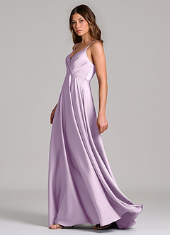 Azazie Amani Brautjungfernkleider A-Linie Plissee Stretch-Satin Kleid Frostiges Flieder image3