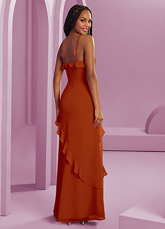 Barbie ♥ Azazie Bridesmaid Dresses Paprika Sheath Chiffon Dress image2