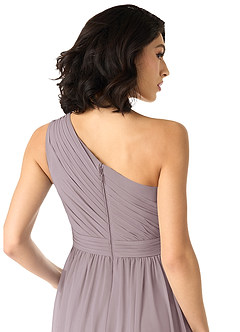 Azazie Mathilda Brautjungfernkleider A-Linie One-Shoulder Chiffon Kleid Dämmerung image5