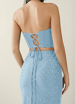 Esme Sky Blue Two-piece Corset Stretch Satin Mermaid Prom Dress image6