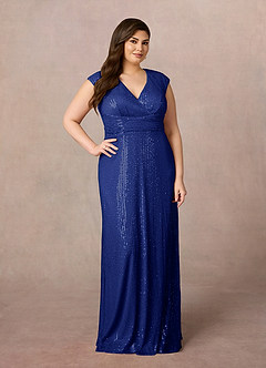 Upstudio Sacramento Slutförsäljning Klänning A-Line i Paljetter V-ringning med rynkning Kungsblå image8