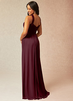 Azazie Hillian Abiti da Damigella Abito A-Line in Maglia con Scollo Halter a Pieghe Cabernet image4