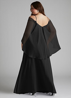 Azazie Cienna Bridesmaid Dresses Black A-Line Off the Shoulder Chiffon Dress image8