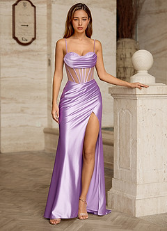 Bianca Lilac Rhinestone Cutout Corset Satin Prom Dress image11