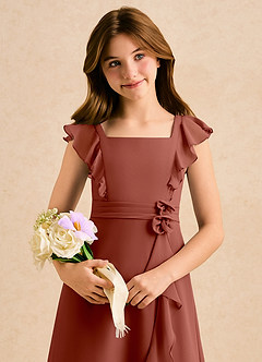 Azazie Soso Girls Formal Sukienki dla dziewczynek sypiących kwiaty Linia A Pofałdowany Szyfon Długość podłogi Sukienka image6