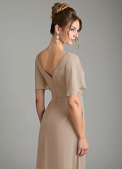 Azazie Ambrosia Bridesmaid Dresses Taupe A-Line Pleated Chiffon Dress image7
