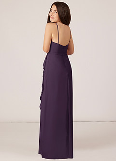 Azazie Kaylee Junior Plum A-Line with Belt Chiffon Dress image5