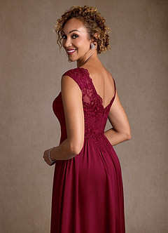 Azazie Amethyst Mother of the Bride Dresses Burgundy A-Line Lace Dress image7