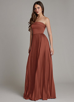 Azazie Mariana Bridesmaid Dresses Auburn A-Line Pleated Stretch Satin Dress image6