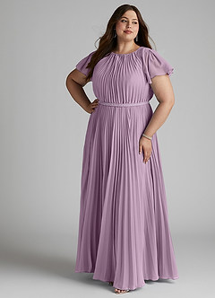 Azazie Kara Modest Bridesmaid Dresses A-Line Pleated Chiffon Floor-Length Dress image13