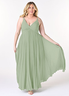 Azazie Raychelle Bridesmaid Dresses Dusty Sage A-Line V-Neck Chiffon Dress image7