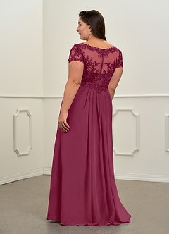 Azazie Dunja Mother of the Bride Dresses Mulberry A-Line V-Neck Lace Chiffon Dress image2