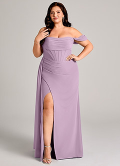 Azazie Amyra Abiti da Damigella Abito Convertibile Tubino in Chiffon a Spalla Scoperta Glicine image10