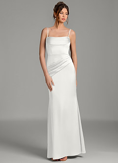 Azazie Alanis Brautjungfernkleider Wandelbar Meerjungfrau-Linie Korsett Stretch-Satin Kleid Weiß image6