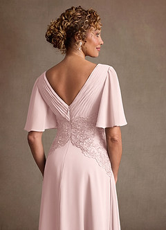 Azazie Milliat Mother of the Bride Dresses Blushing Pink A-Line Lace Chiffon Dress image6