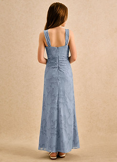 Azazie Brookie Girls Formal Flower Girl Dresses Dusty Blue A-Line Sleeveless Floral Burnout Dress image6