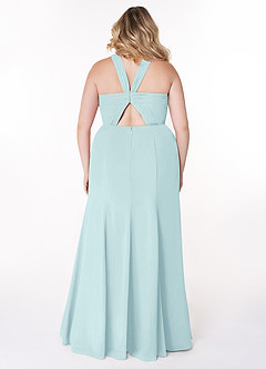 Azazie Rue Bridesmaid Dresses Sea Glass A-Line Halter Chiffon Dress image8