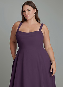 Azazie Shaude Bridesmaid Dresses Plum A-Line Pleated Chiffon Dress image12