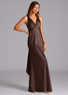 Azazie Hati At-home Try On Dresses Cabernet Mermaid Stretch Satin Dress image1