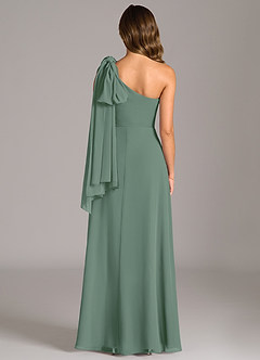 Azazie Tella Vestidos de damas de honor Vestido de Eucalipto de Gasa de Corte en A con Hombro unilateral image7