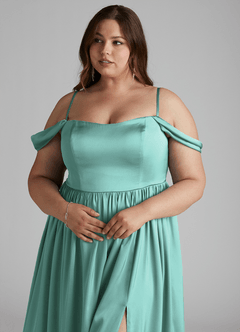 Azazie Morana Final Sale Amethyst A-Line Off the Shoulder Stretch Satin Convertible Dress image15