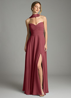 Azazie Ayla Abiti da Damigella Abito A-Line in Chiffon Scollo a Cuore Merlot image7