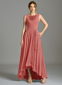 Azazie Wonderland Robes de demoiselle d'honneur Robe Trapèze en Mousseline de soie Plissée Antique Rose image6