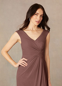 Azazie Sally Final Sale Black A-Line V-Neck Pleated Chiffon Dress image3