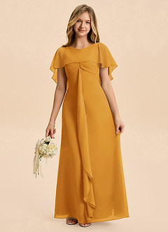 Azazie Selena Junior Butterscotch A-Line Ruched Chiffon Dress image6