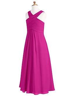 Azazie Kaleigh Junior Fuchsia A-Line Pleated Chiffon Dress image7