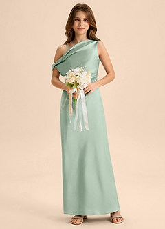 Azazie Emerson Junior Etui Schulterfrei Stretch-Satin Kleid Agave image3