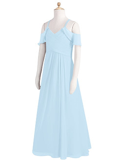 Azazie Dakota Junior Sky Blue A-Line Off the Shoulder Chiffon Dress image8