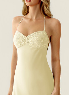 Valerianaire Lemon Sorbet Beading Satin Prom Dress image5
