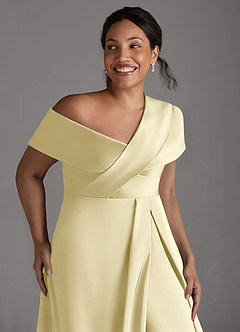 Azazie Milton 신부의 어머니 드레스 A라인 주름진 스트레치 새틴 플로어 길이 드레스 image13