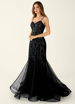 Minerva Black Beading V-neck Corset Mermaid Prom Dress image4