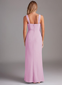 Azazie Denice Bridesmaid Dresses Candy Pink Sheath Pleated Chiffon Dress image2