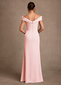Azazie Jettie Mother of the Bride Dresses Blushing Pink Sheath Pleated Chiffon Dress image3