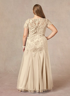 Azazie Laurie Mother of the Bride Dresses Champagne Mermaid Scoop Sequins Tulle Dress image10