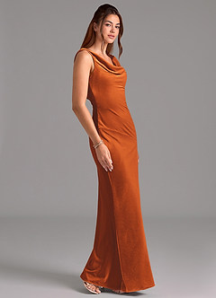 Azazie Rylina Bridesmaid Dresses Burnt Orange Mermaid Bow Velvet Dress image5