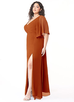 Azazie Cierra Bridesmaid Dresses Paprika A-Line V-Neck Chiffon Dress image11