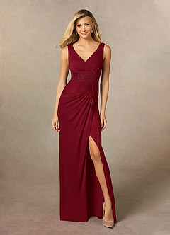 Azazie Winona Mother of the Bride Dresses Burgundy Mermaid Sequins Mesh Dress image1